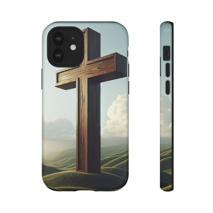 Wooden Cross Phone Case, Inspirational Gift, Christian Decor, Faith-Based Accessory, Unique Tech Gift
