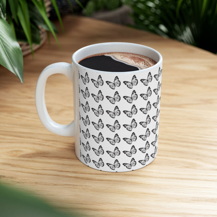 Butterfly Pattern Ceramic Mug - Elegant Gift for Nature Lovers