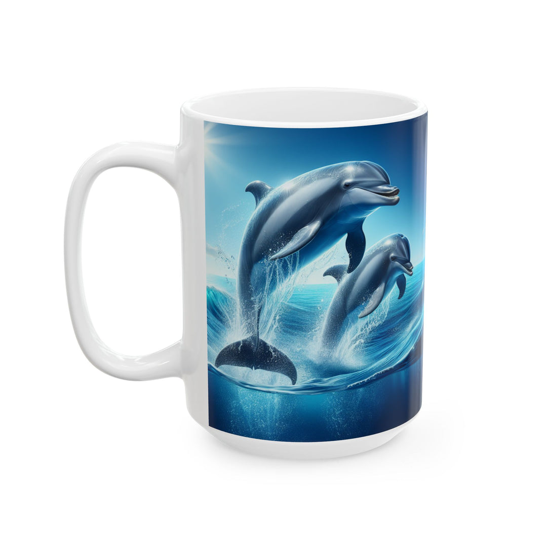 Dolphin Waves Ceramic Mug - Ocean-Themed Coffee Cup for Sea Lovers