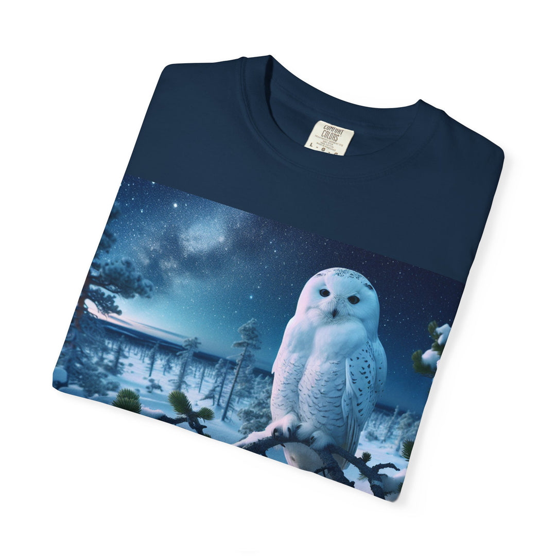 Mystical Owl Unisex Garment-Dyed T-Shirt – Cozy Winter Vibes