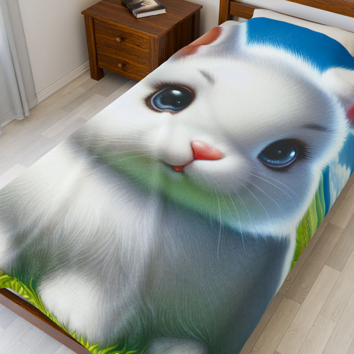 Cute Bunny Velveteen Plush Blanket - Soft & Cozy for Kids and Bunny Lovers