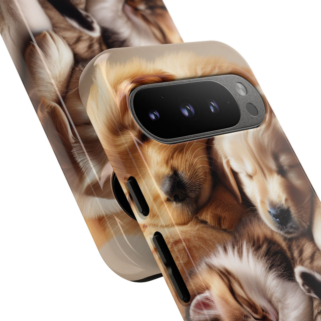 Cute Pets Phone Case - Adorable Puppy and Kitten Design, Animal Lover Gift