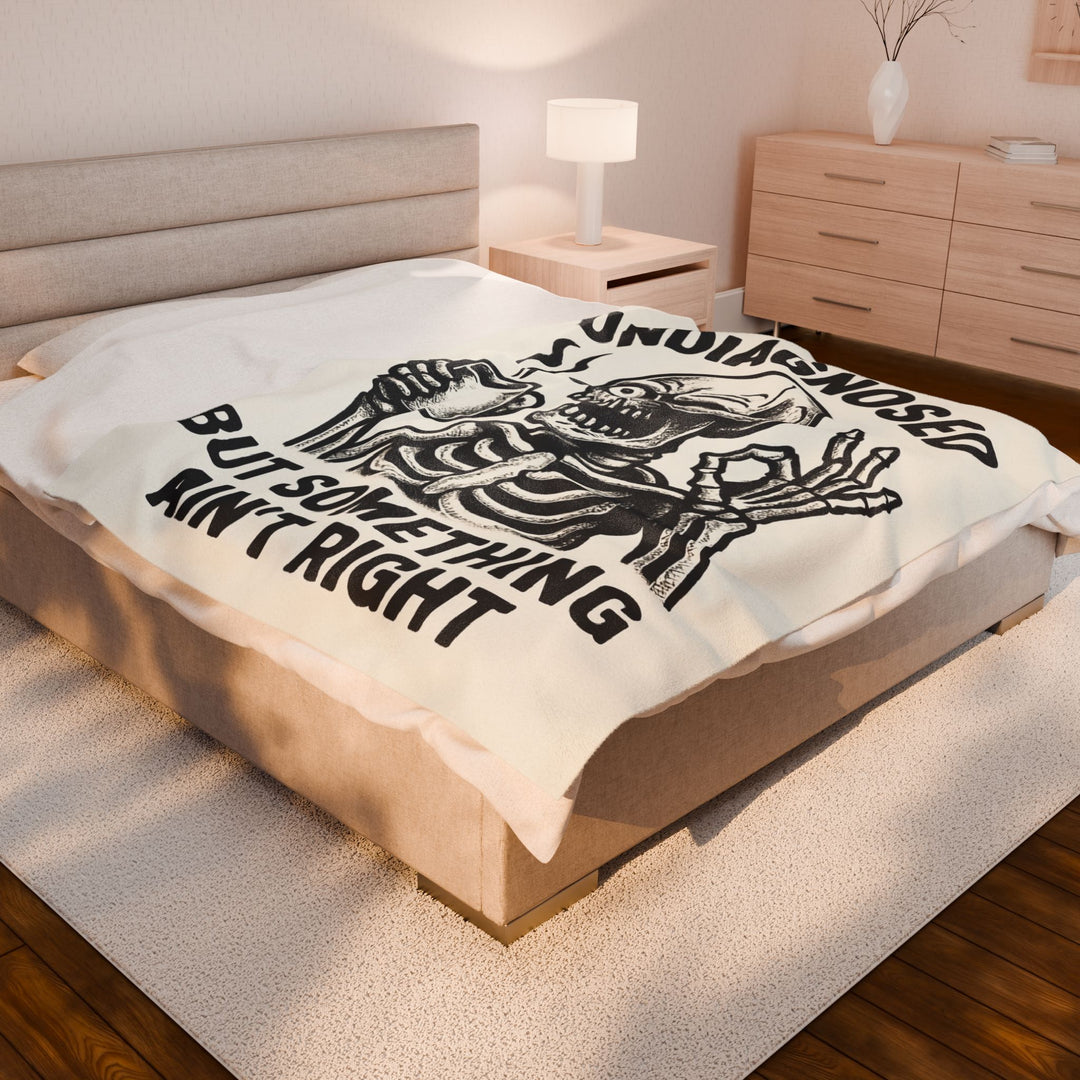 Undiagnosed Skeleton Plush Blanket, Cozy Throw for Home, Halloween Decor, Gift for Medical Professionals, Unique Home Accessory