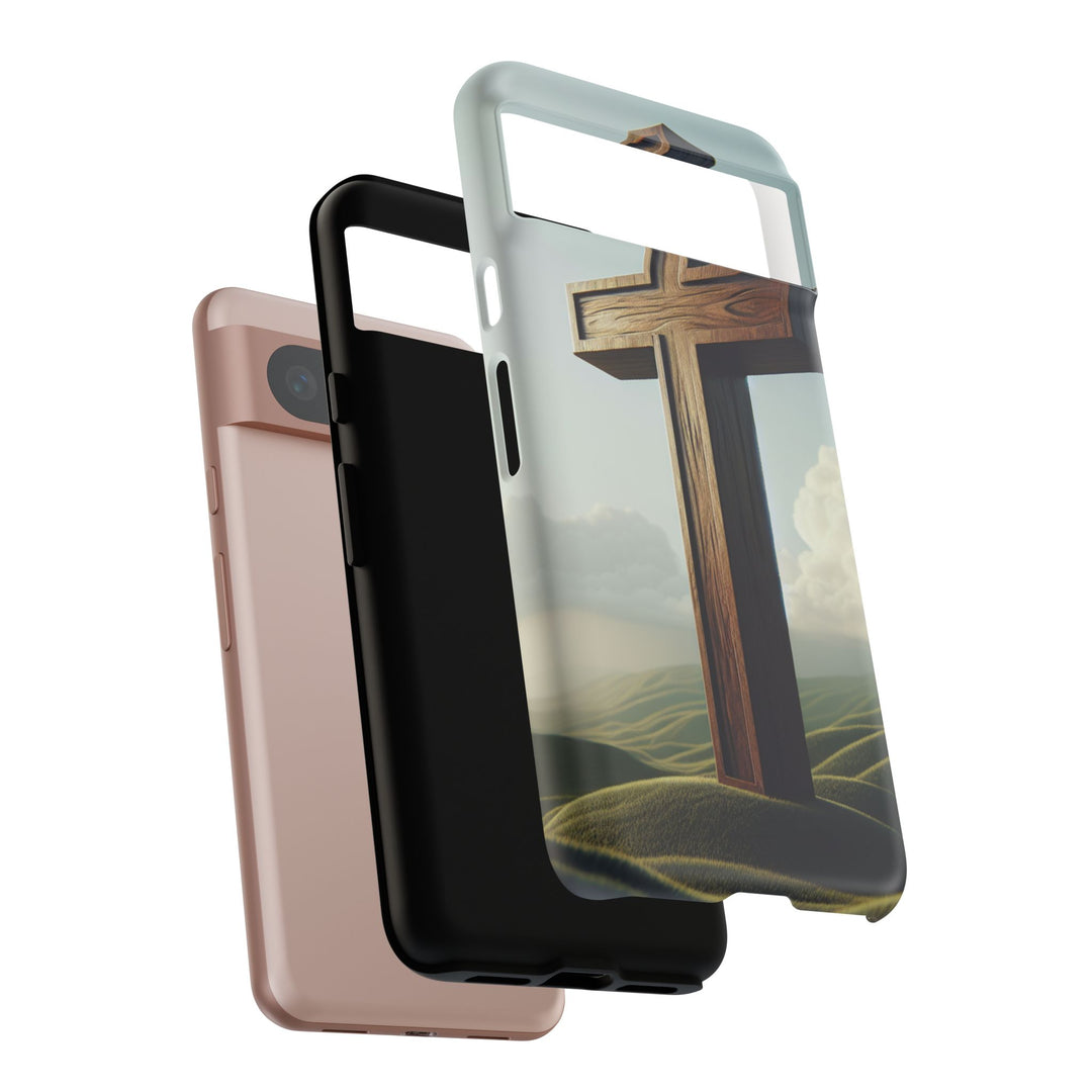 Wooden Cross Phone Case, Inspirational Gift, Christian Decor, Faith-Based Accessory, Unique Tech Gift