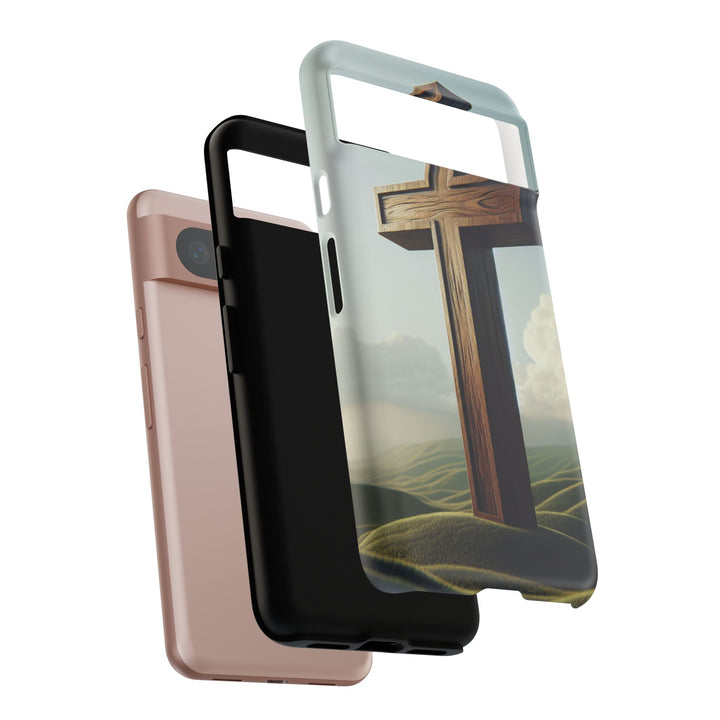 Wooden Cross Phone Case, Inspirational Gift, Christian Decor, Faith-Based Accessory, Unique Tech Gift