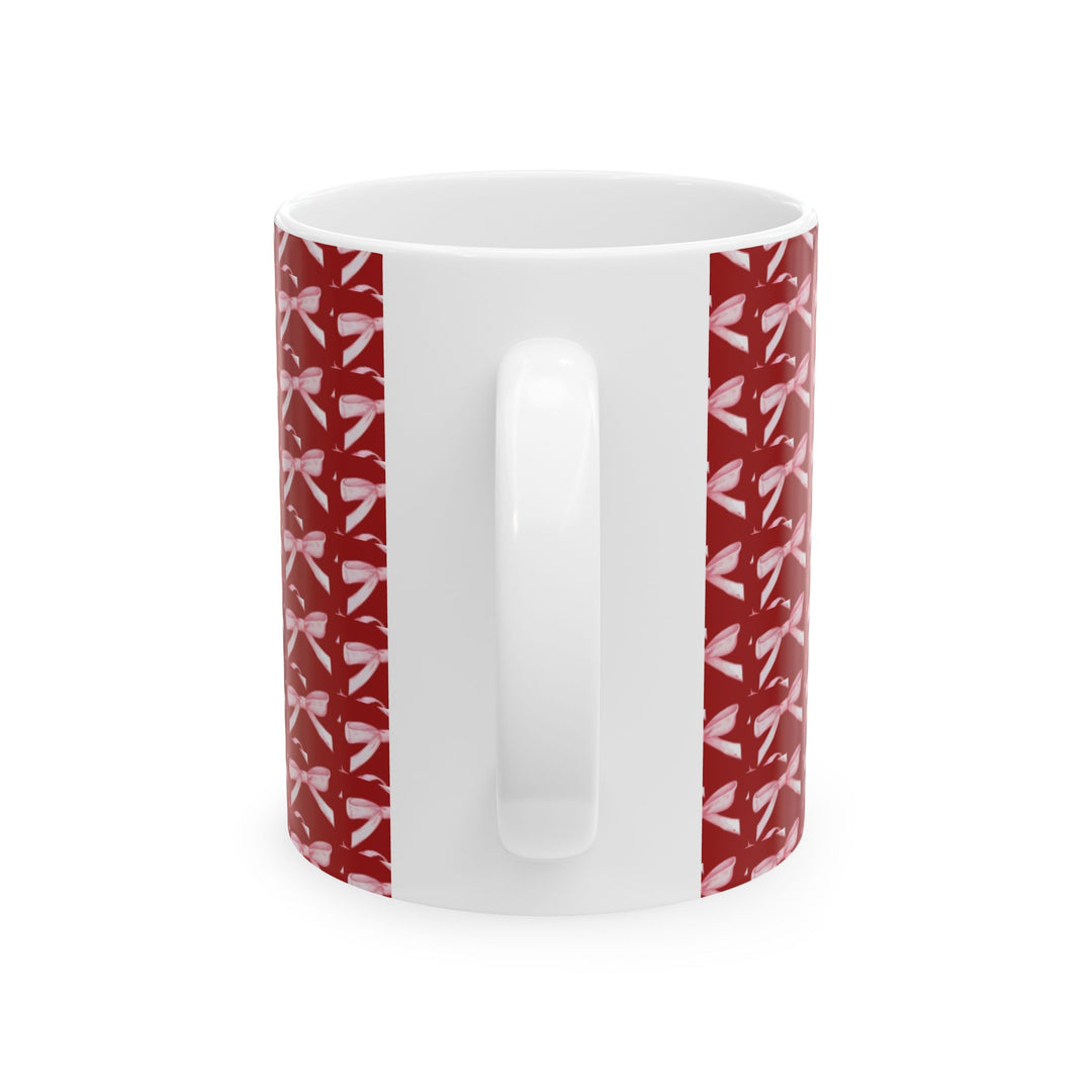 Elegant Red Ribbon Ceramic Mug - Perfect for Gift Giving and Home Decor