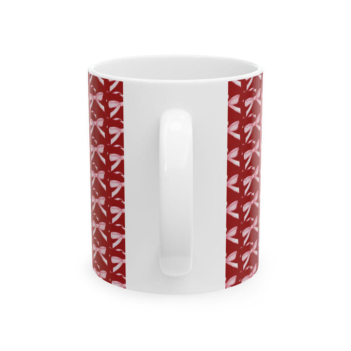 Elegant Red Ribbon Ceramic Mug - Perfect for Gift Giving and Home Decor