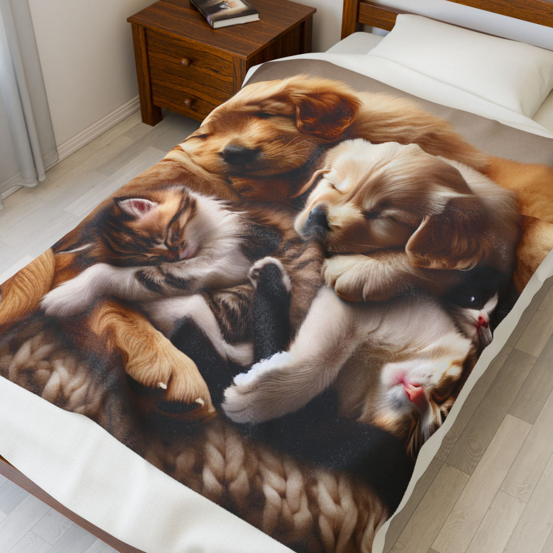 Cozy Pet-Themed Velveteen Plush Blanket - Perfect for Animal Lovers