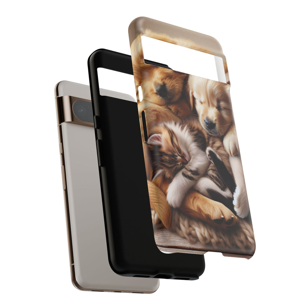 Cute Pets Phone Case - Adorable Puppy and Kitten Design, Animal Lover Gift