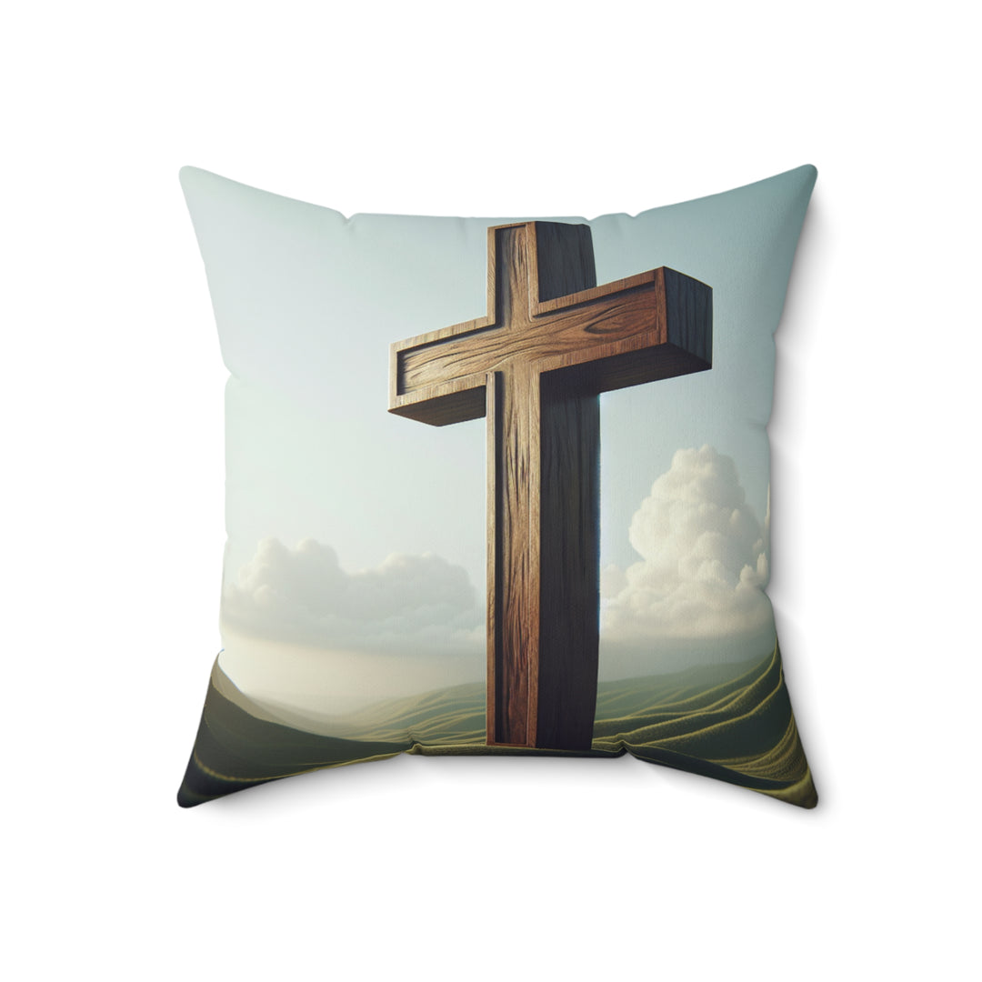 Christian Cross Decorative Pillow, Spiritual Home Decor, Religious Gift for Easter, Thanksgiving, Faith-Based Pillow