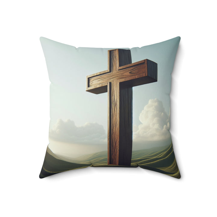 Christian Cross Decorative Pillow, Spiritual Home Decor, Religious Gift for Easter, Thanksgiving, Faith-Based Pillow