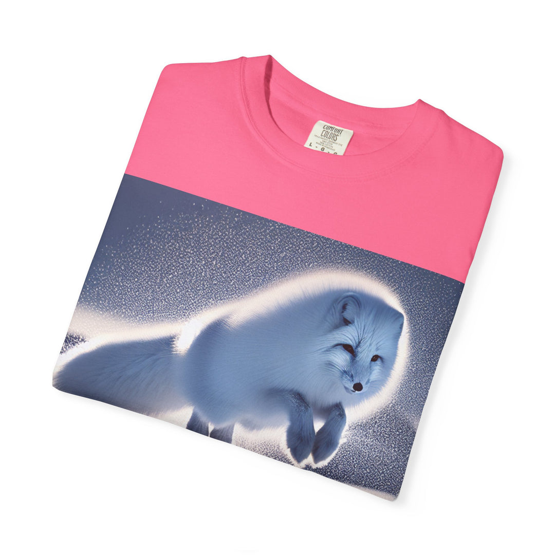 Snow Fox Jumping Unisex Garment-Dyed T-Shirt