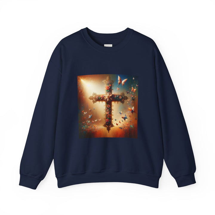 Faith-Inspired Butterfly Sweatshirt, Unisex Crewneck, Cozy Christian Apparel, Gift for Easter, Inspirational Sweatshirt, Casualwear
