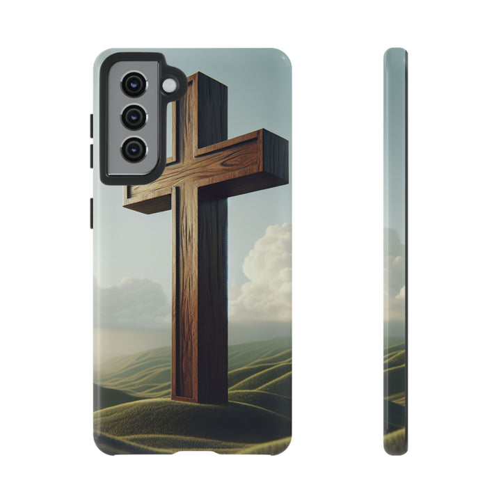 Wooden Cross Phone Case, Inspirational Gift, Christian Decor, Faith-Based Accessory, Unique Tech Gift