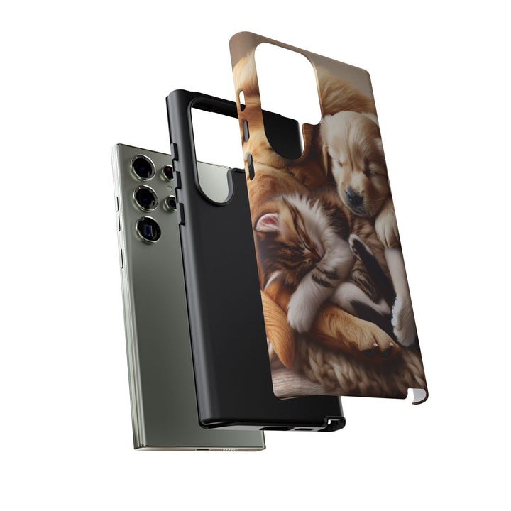 Cute Pets Phone Case - Adorable Puppy and Kitten Design, Animal Lover Gift