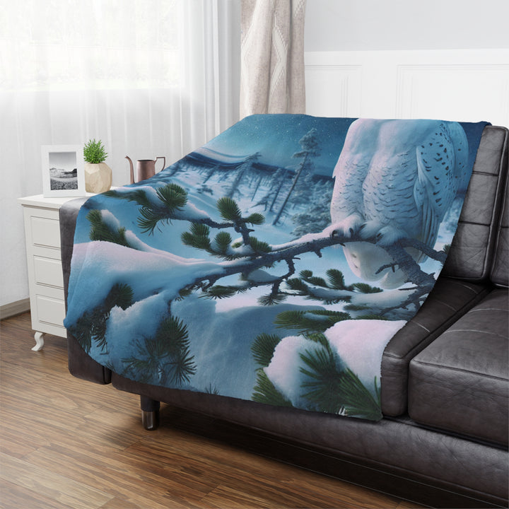 Snowy Owl Minky Blanket - Cozy Winter Decor