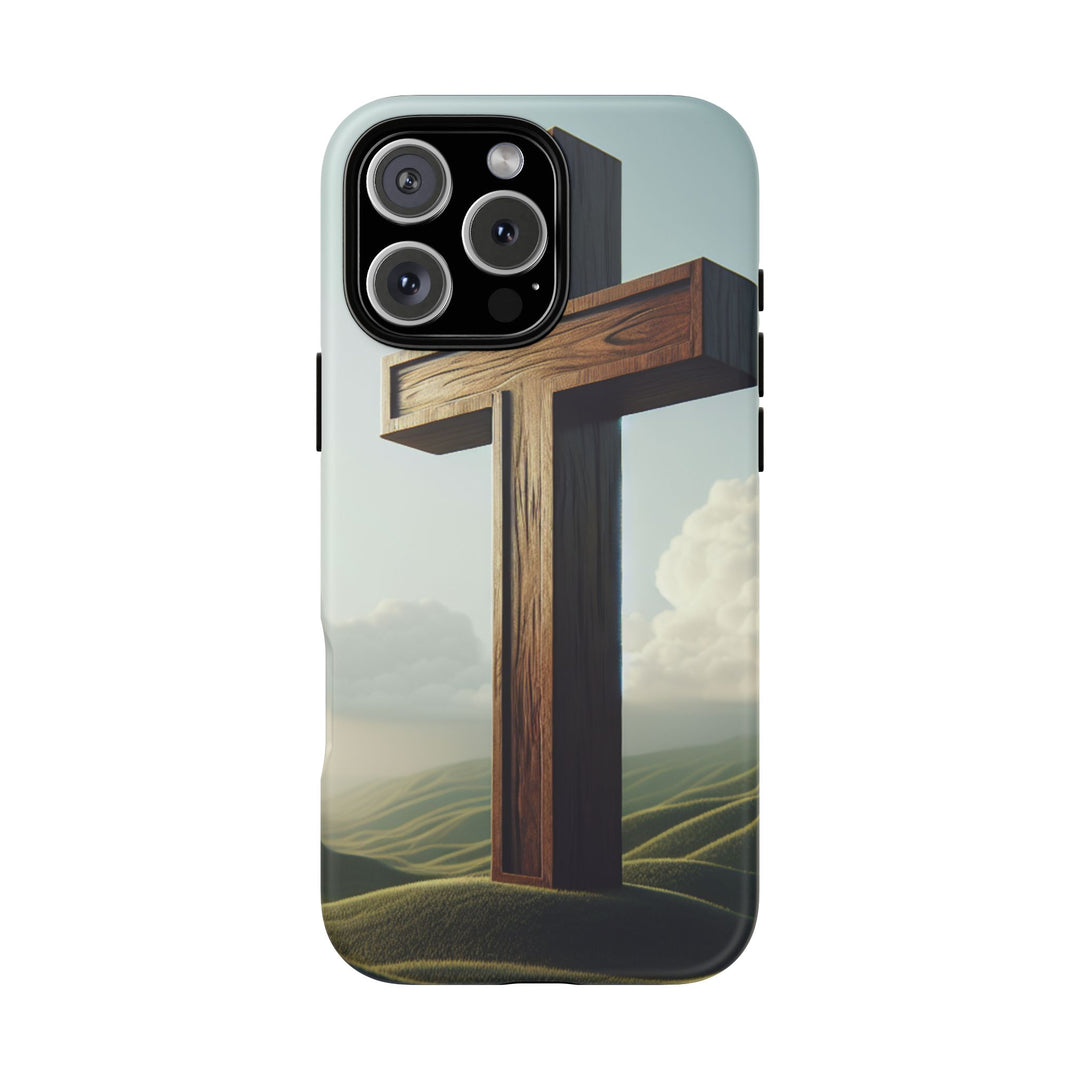 Wooden Cross Phone Case, Inspirational Gift, Christian Decor, Faith-Based Accessory, Unique Tech Gift