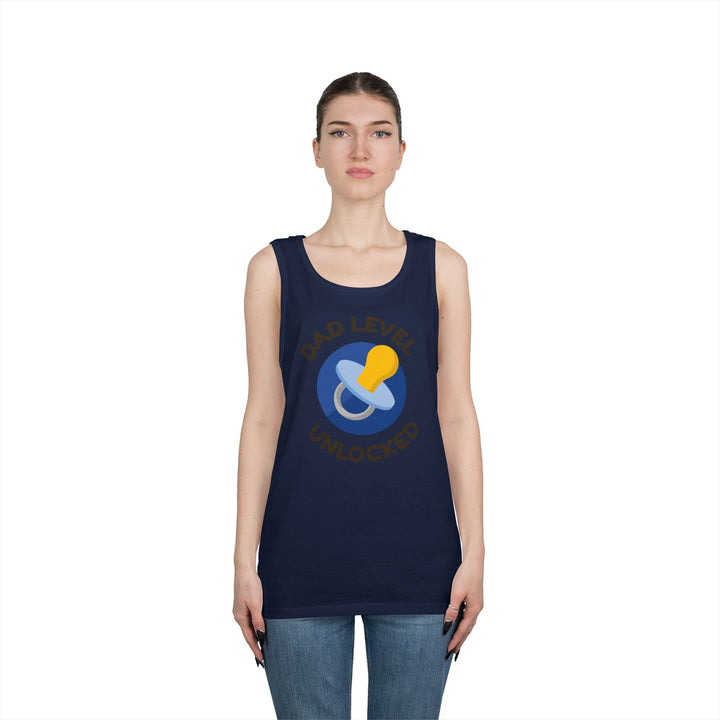 Dad Level Unlocked Tank Top - Unisex Heavy Cotton Sleeveless Shirt for New Dads