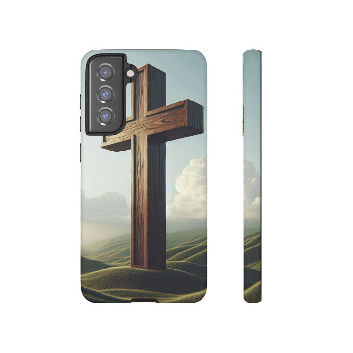 Wooden Cross Phone Case, Inspirational Gift, Christian Decor, Faith-Based Accessory, Unique Tech Gift