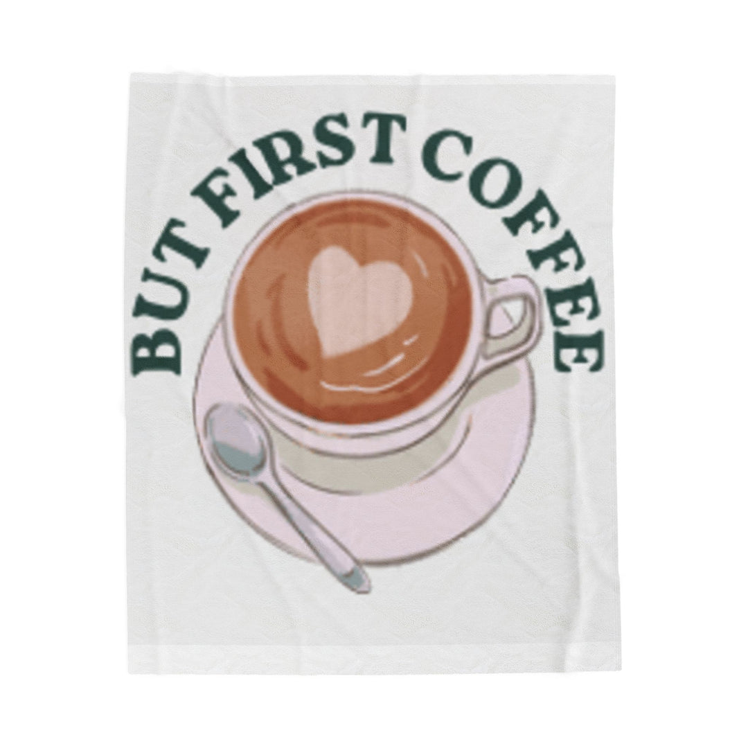 Cozy Coffee Time Velveteen Plush Blanket - Perfect Gift for Coffee Lovers
