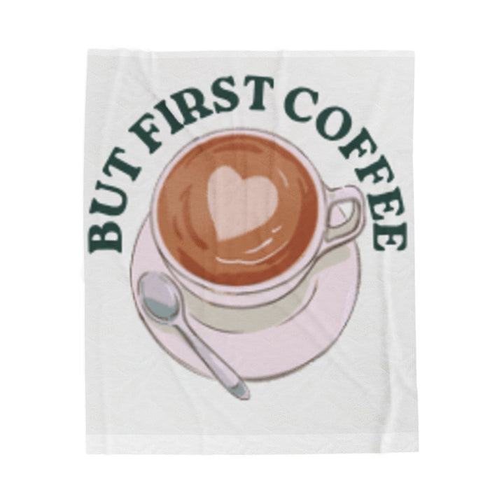 Cozy Coffee Time Velveteen Plush Blanket - Perfect Gift for Coffee Lovers