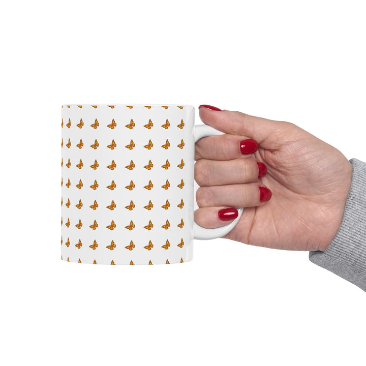 Butterfly Pattern Ceramic Mug - 11oz & 15oz, Perfect for Nature Lovers