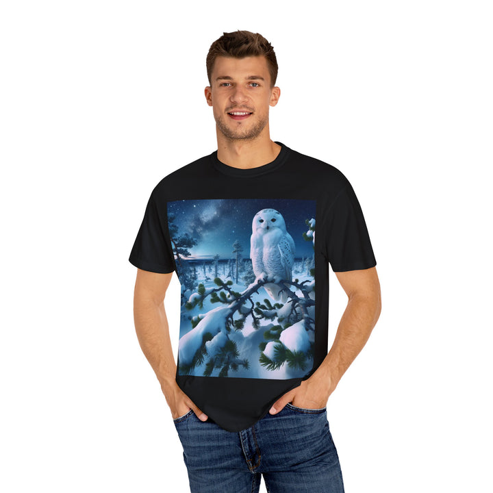 Mystical Owl Unisex Garment-Dyed T-Shirt – Cozy Winter Vibes