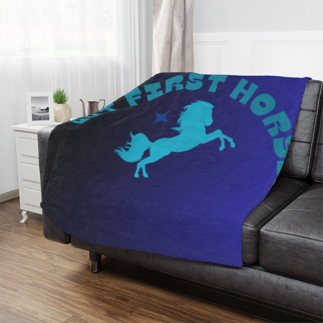 But First Horses Minky Blanket – Cozy horse Throw for Horse Lovers
