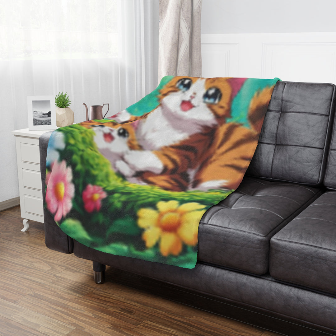 Cozy Cat Minky Blanket - Cute Kitten Design for Pet Lovers