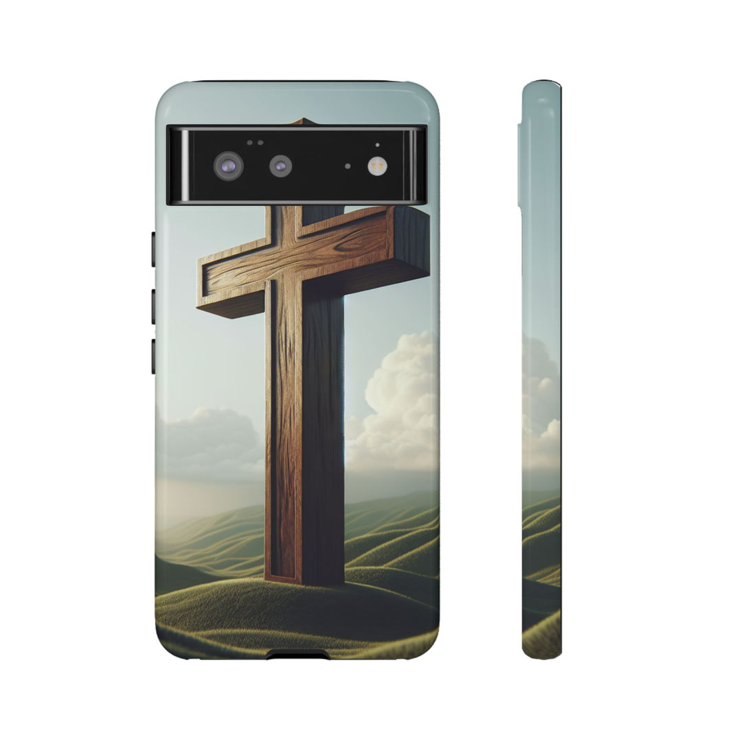Wooden Cross Phone Case, Inspirational Gift, Christian Decor, Faith-Based Accessory, Unique Tech Gift
