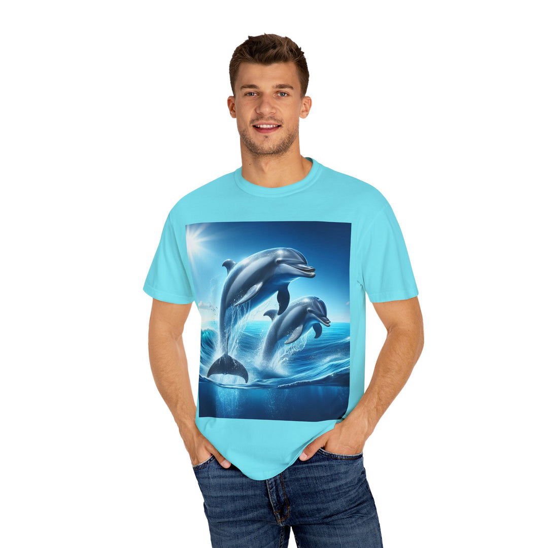 Ocean Jumping Dolphins T-Shirt - Unisex Garment-Dyed Tee