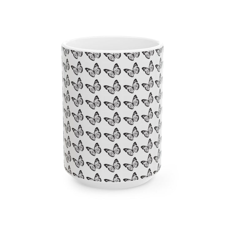 Butterfly Pattern Ceramic Mug - Elegant Gift for Nature Lovers