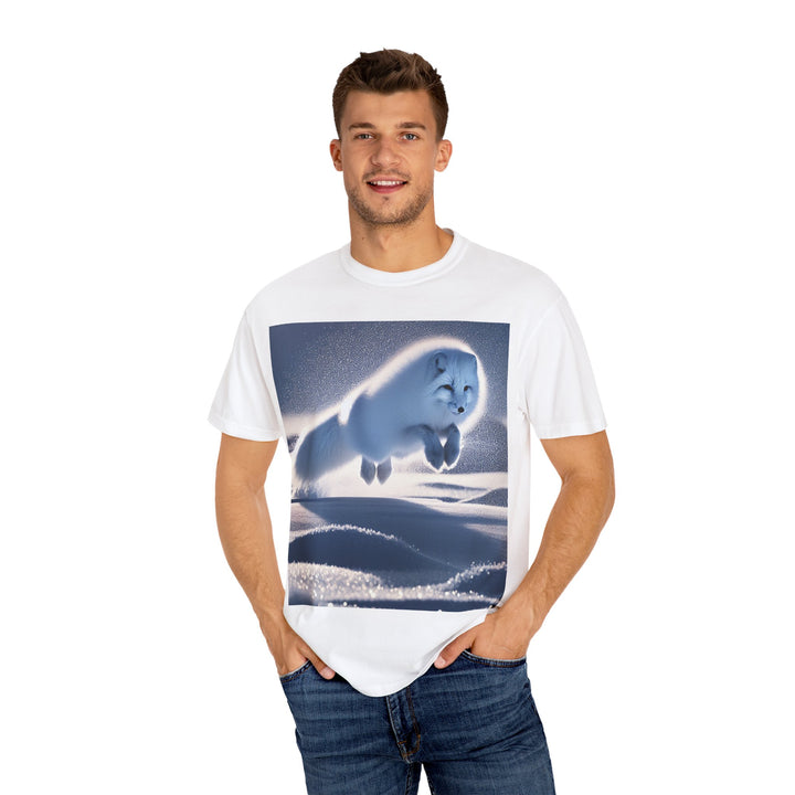 Snow Fox Jumping Unisex Garment-Dyed T-Shirt