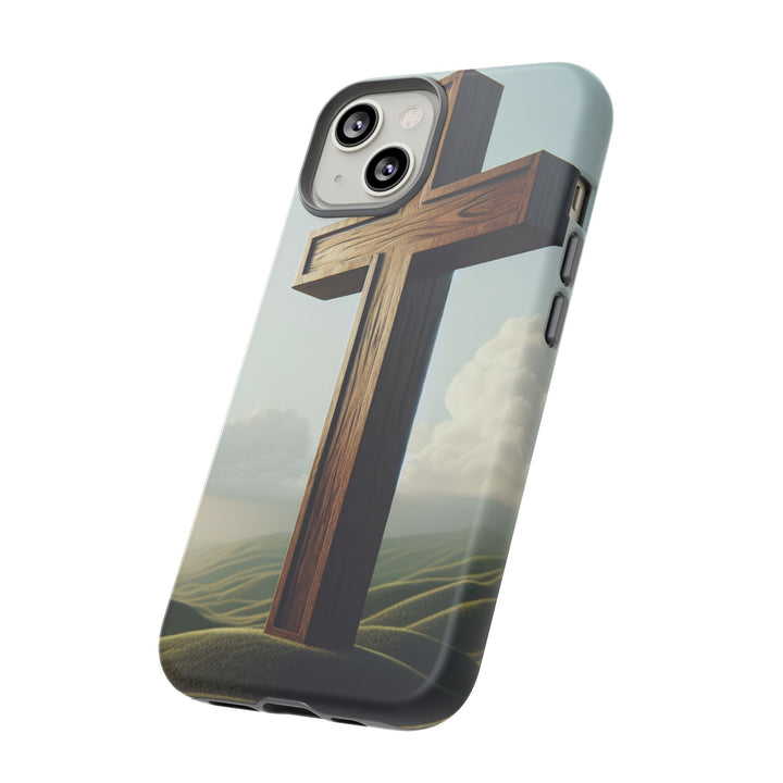 Wooden Cross Phone Case, Inspirational Gift, Christian Decor, Faith-Based Accessory, Unique Tech Gift