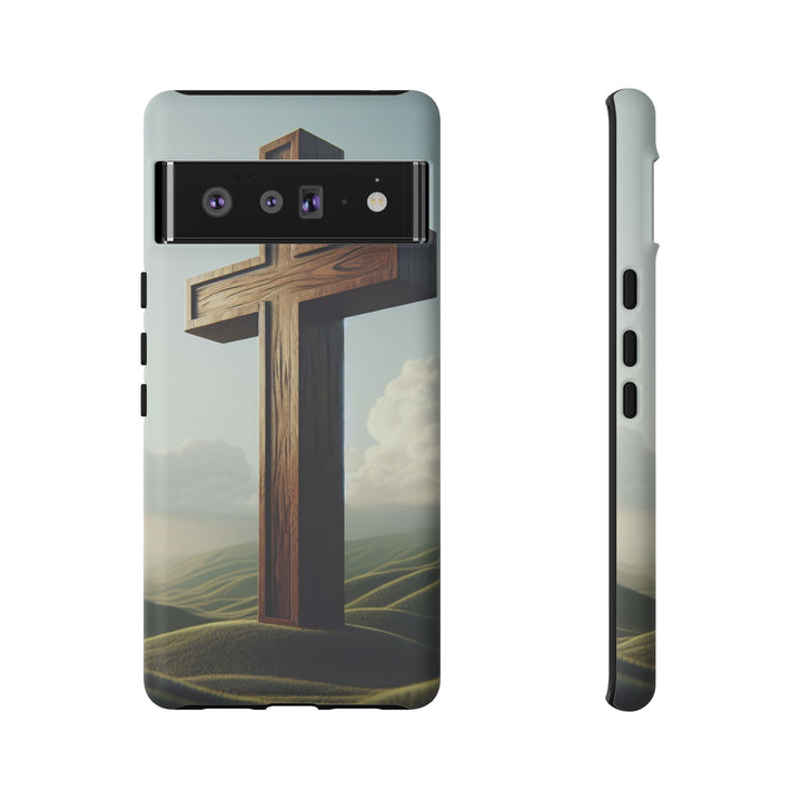 Wooden Cross Phone Case, Inspirational Gift, Christian Decor, Faith-Based Accessory, Unique Tech Gift