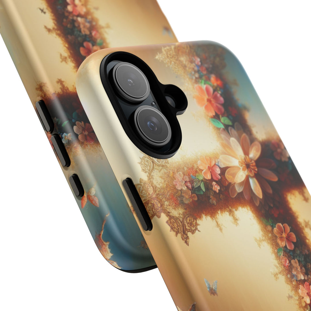 Floral Cross Phone Case, Tough Cases for Christians, Religious Gifts, Cute Floral Accessories, Chic Phone Cover, Spring Vibes