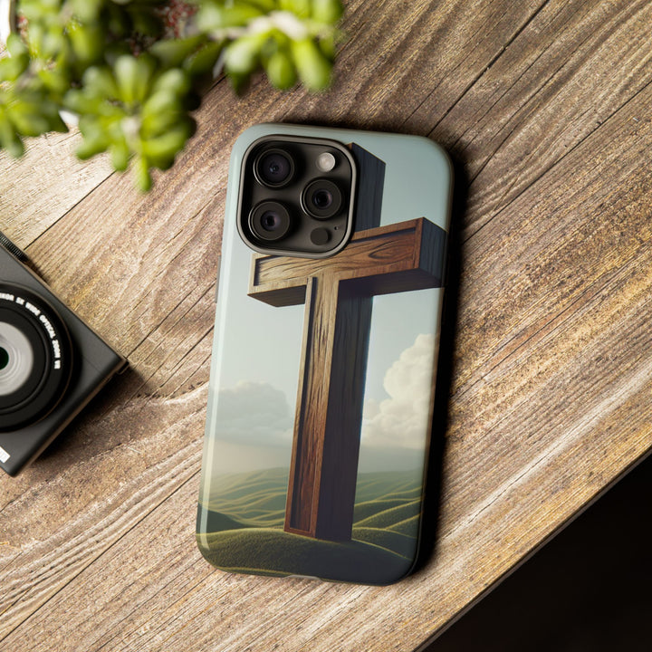 Wooden Cross Phone Case, Inspirational Gift, Christian Decor, Faith-Based Accessory, Unique Tech Gift