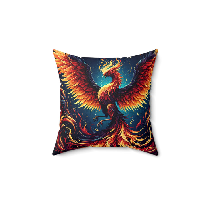 Vibrant Phoenix Throw Pillow, Bohemian Home Decor, Fire Element Cushion, Cozy Living Room Accent, Unique Gift for Dragon Lovers