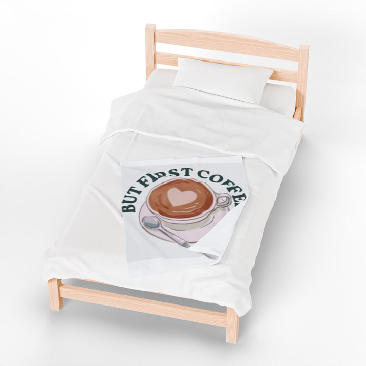 Cozy Coffee Time Velveteen Plush Blanket - Perfect Gift for Coffee Lovers