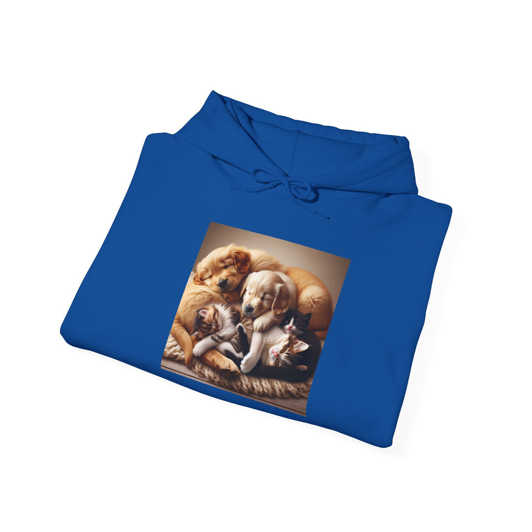 Cozy Pet Pals Hooded Sweatshirt - Animal Lover Gift, Cute Hoodie, Dog Cat Sweatshirt, Casual Wear, Cozy Gift