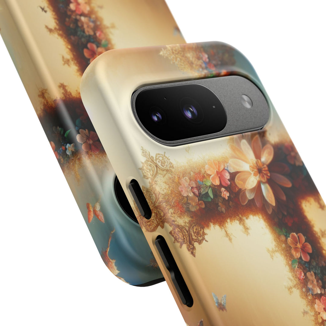 Floral Cross Phone Case, Tough Cases for Christians, Religious Gifts, Cute Floral Accessories, Chic Phone Cover, Spring Vibes