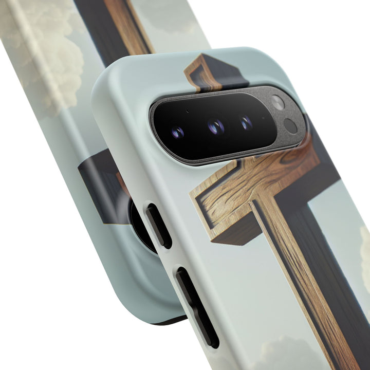 Wooden Cross Phone Case, Inspirational Gift, Christian Decor, Faith-Based Accessory, Unique Tech Gift