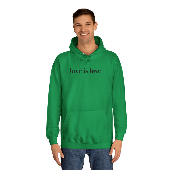 Unisex Love is Love Hoodie - Rainbow College Sweatshirt for Pride, LGBTQ+, Everyday Wear, Gift, Casual Style