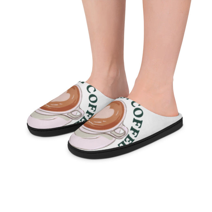 Funny Women&#39;s Coffee Slippers - &quot;But First, Coffee&quot; Indoor Footwear