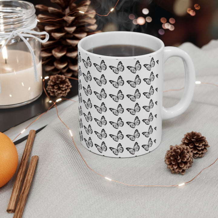 Butterfly Pattern Ceramic Mug - Elegant Gift for Nature Lovers