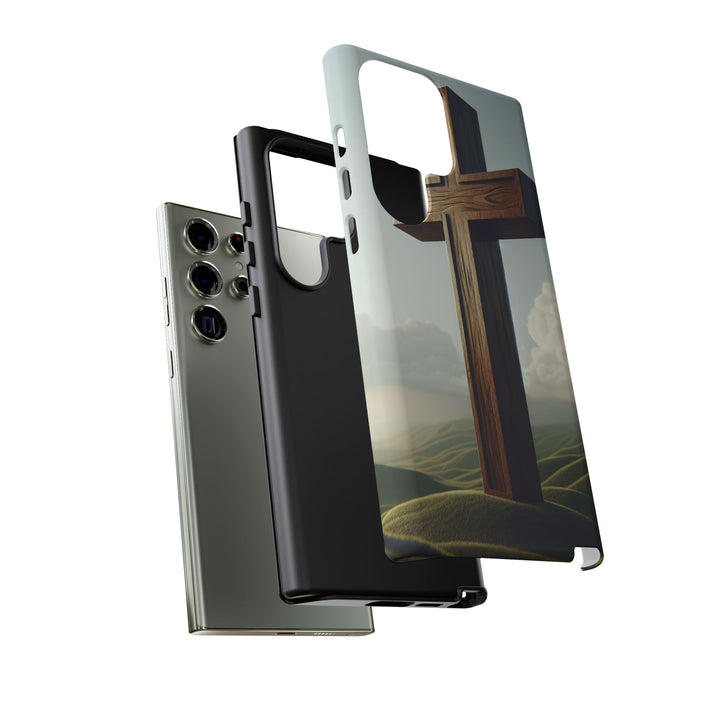 Wooden Cross Phone Case, Inspirational Gift, Christian Decor, Faith-Based Accessory, Unique Tech Gift