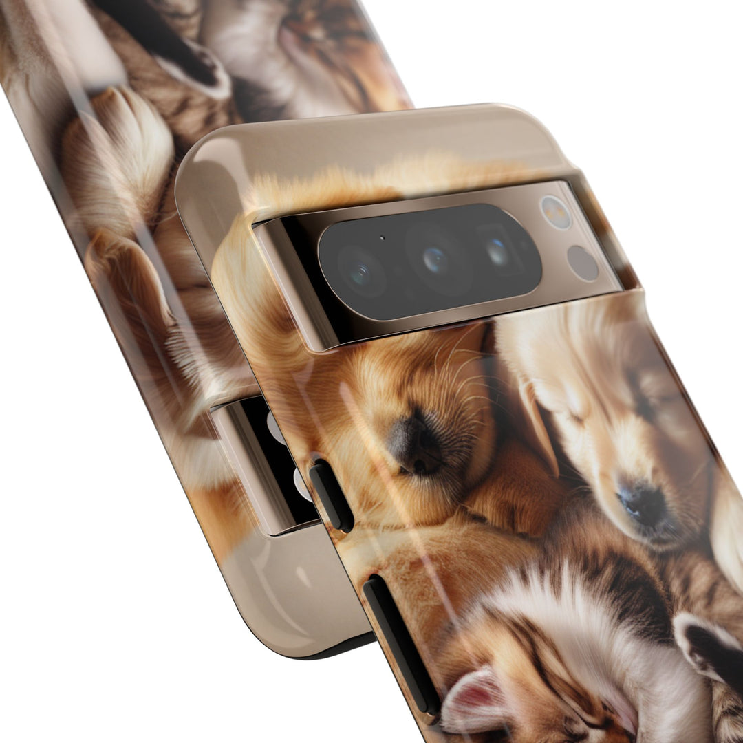 Cute Pets Phone Case - Adorable Puppy and Kitten Design, Animal Lover Gift
