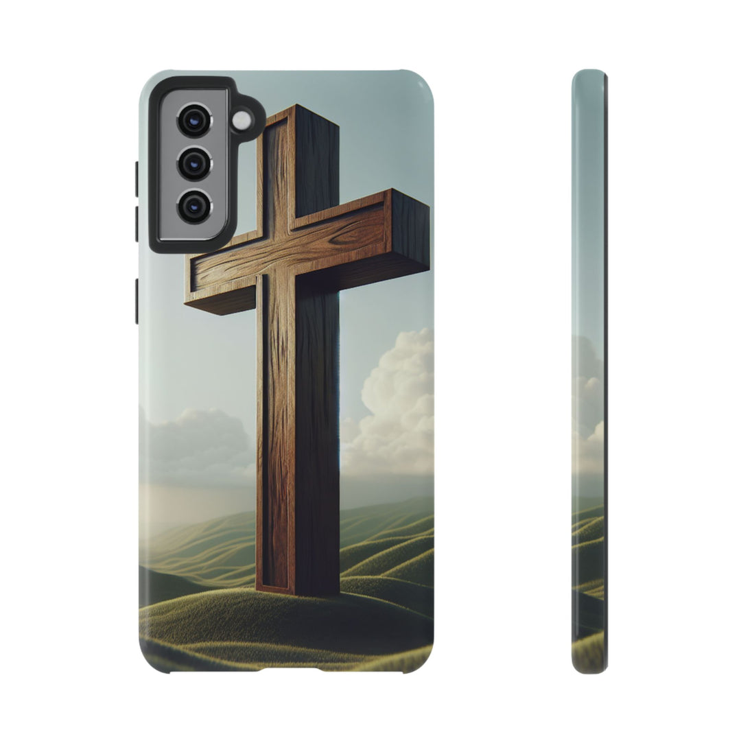 Wooden Cross Phone Case, Inspirational Gift, Christian Decor, Faith-Based Accessory, Unique Tech Gift