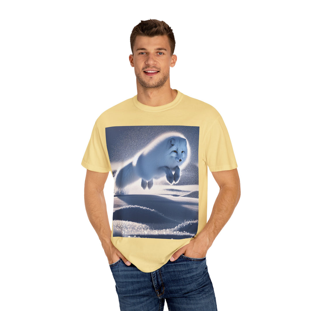 Snow Fox Jumping Unisex Garment-Dyed T-Shirt