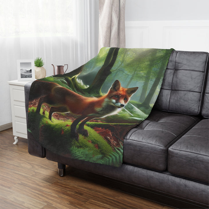 Forest Fox Minky Blanket - Comforting Wildlife Fleece Throw for Cozy Evenings